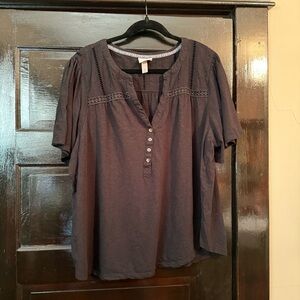 Knox Rose Eyelet Black Flutter Sleeve Blouse